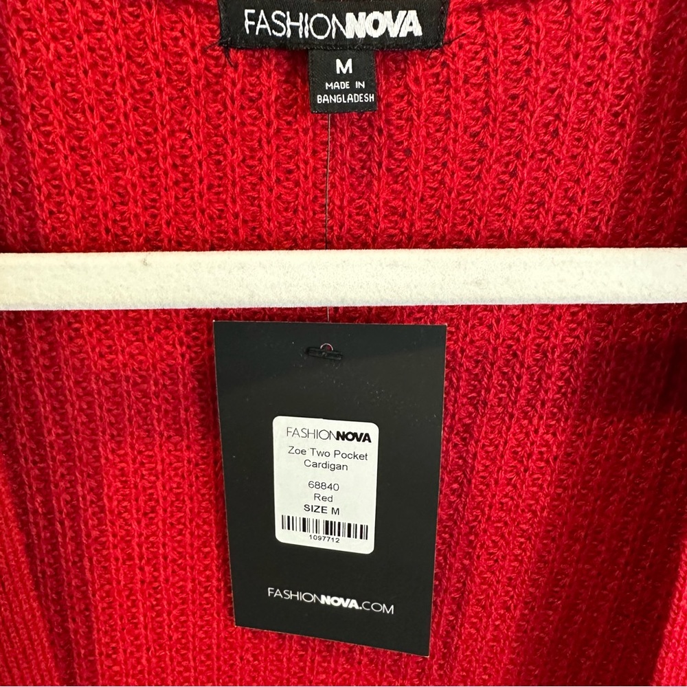 Fashion Nova Zoe Two Pocket Cardigan - Red (Size M) - Picture 3 of 6